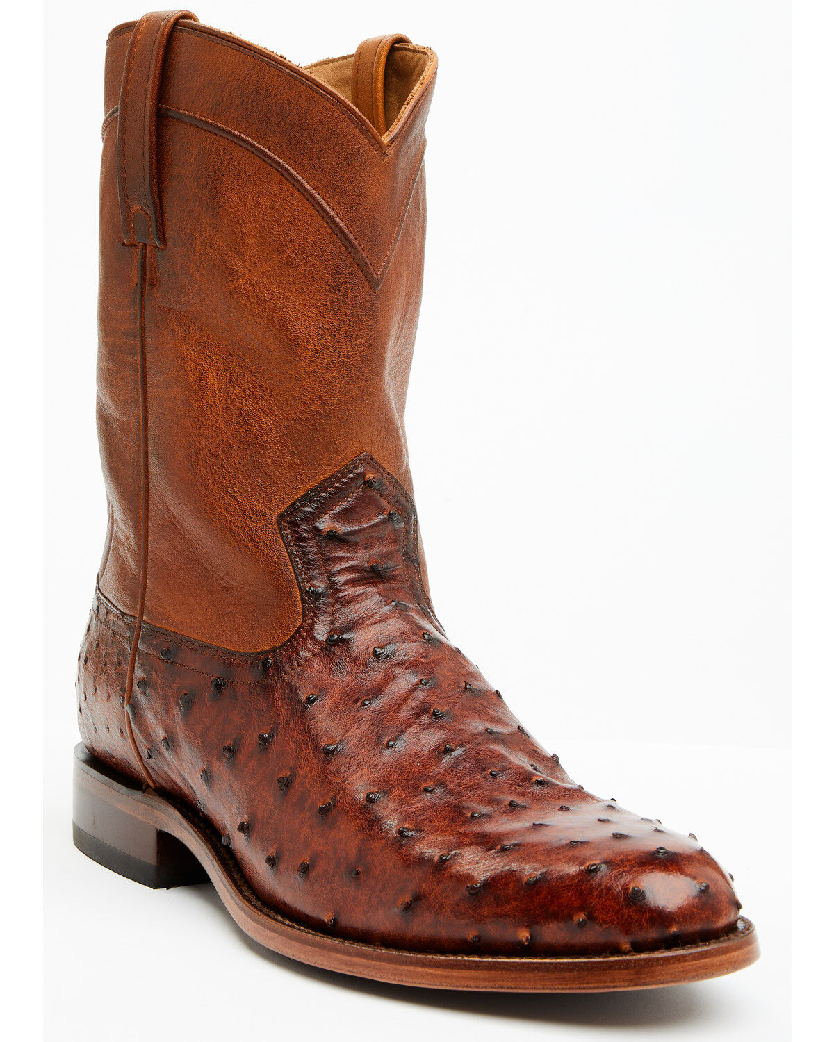 Image #1 - Cody James Black 1978&reg; Men's Carmen Exotic Full-Quill Ostrich Roper Boots - Round Toe, Cognac, hi-res