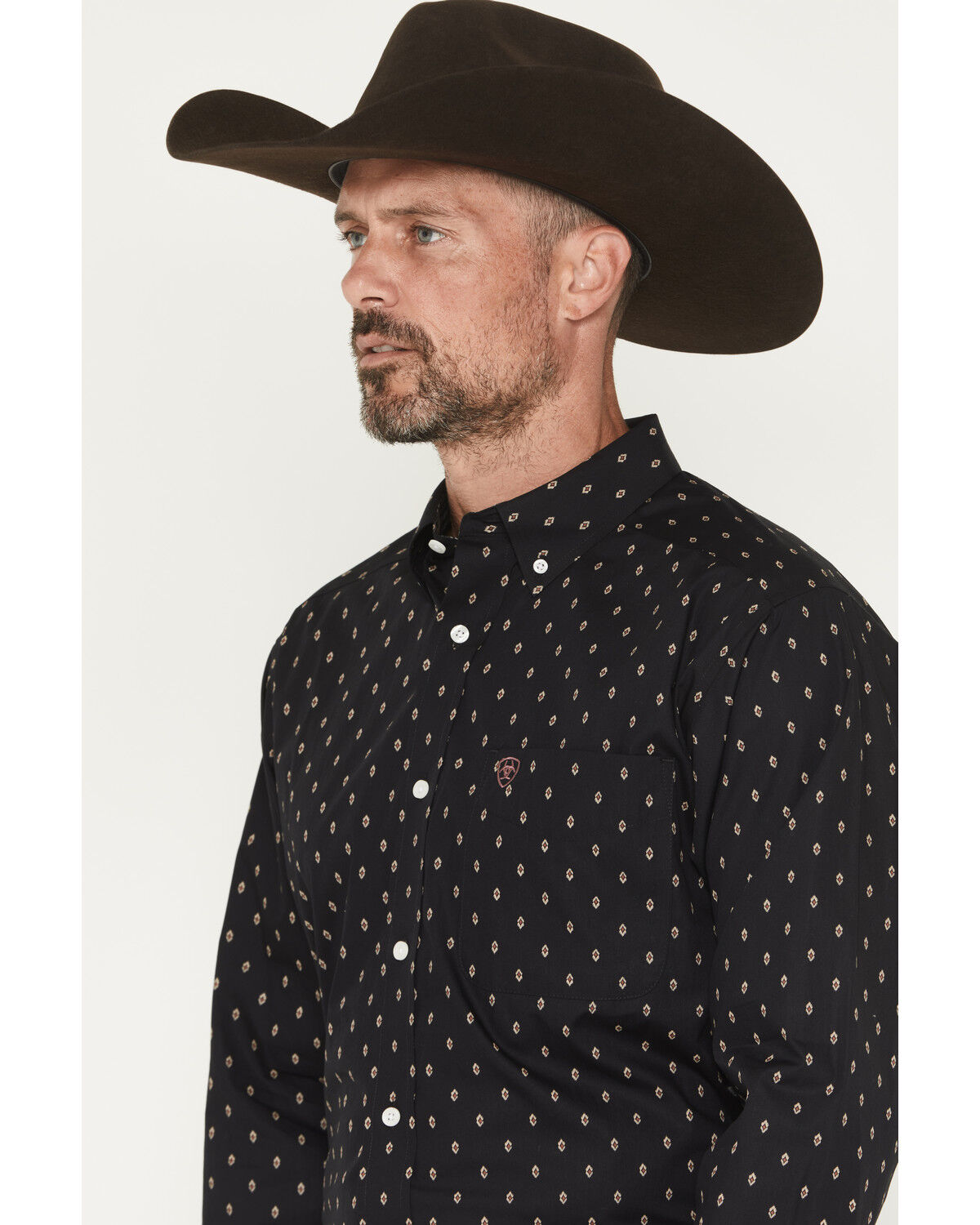 Image #2 - Ariat Men's Wrinkle Free Asher Geo Print Long Sleeve Button-Down Western Shirt - Big, Black, hi-res
