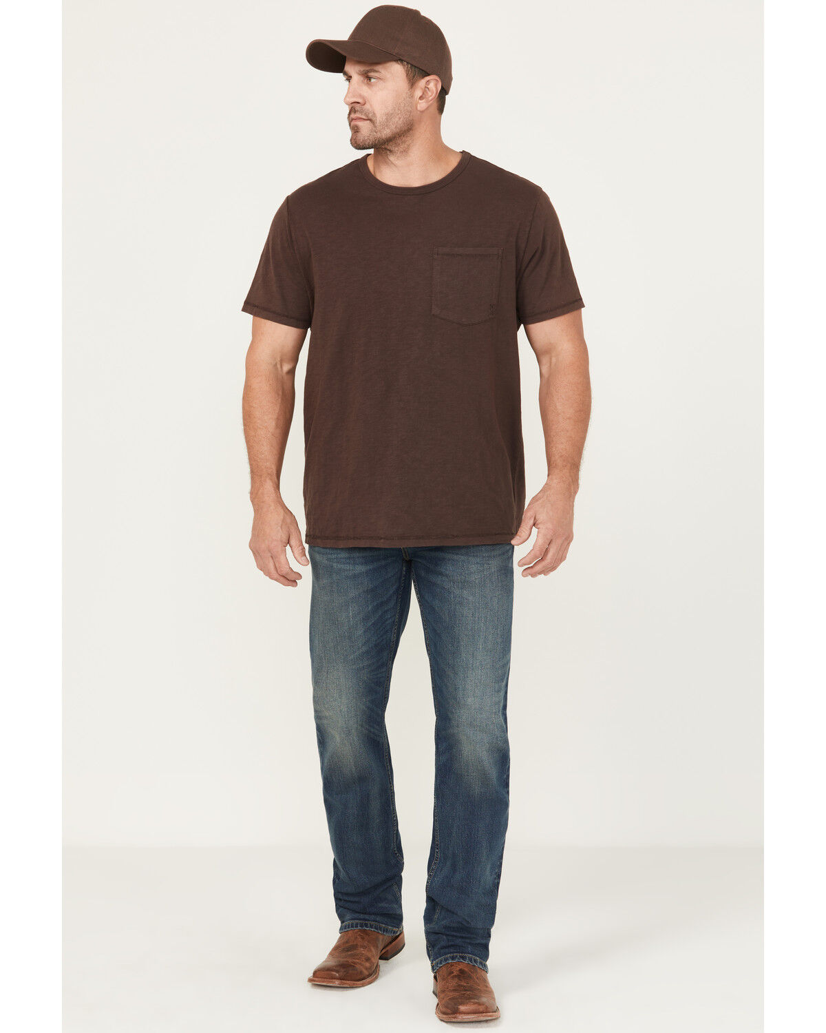 Brothers and Sons Men's Charger Wash Tucker Slim Straight Stretch Denim Jeans, Dark Wash, hi-res