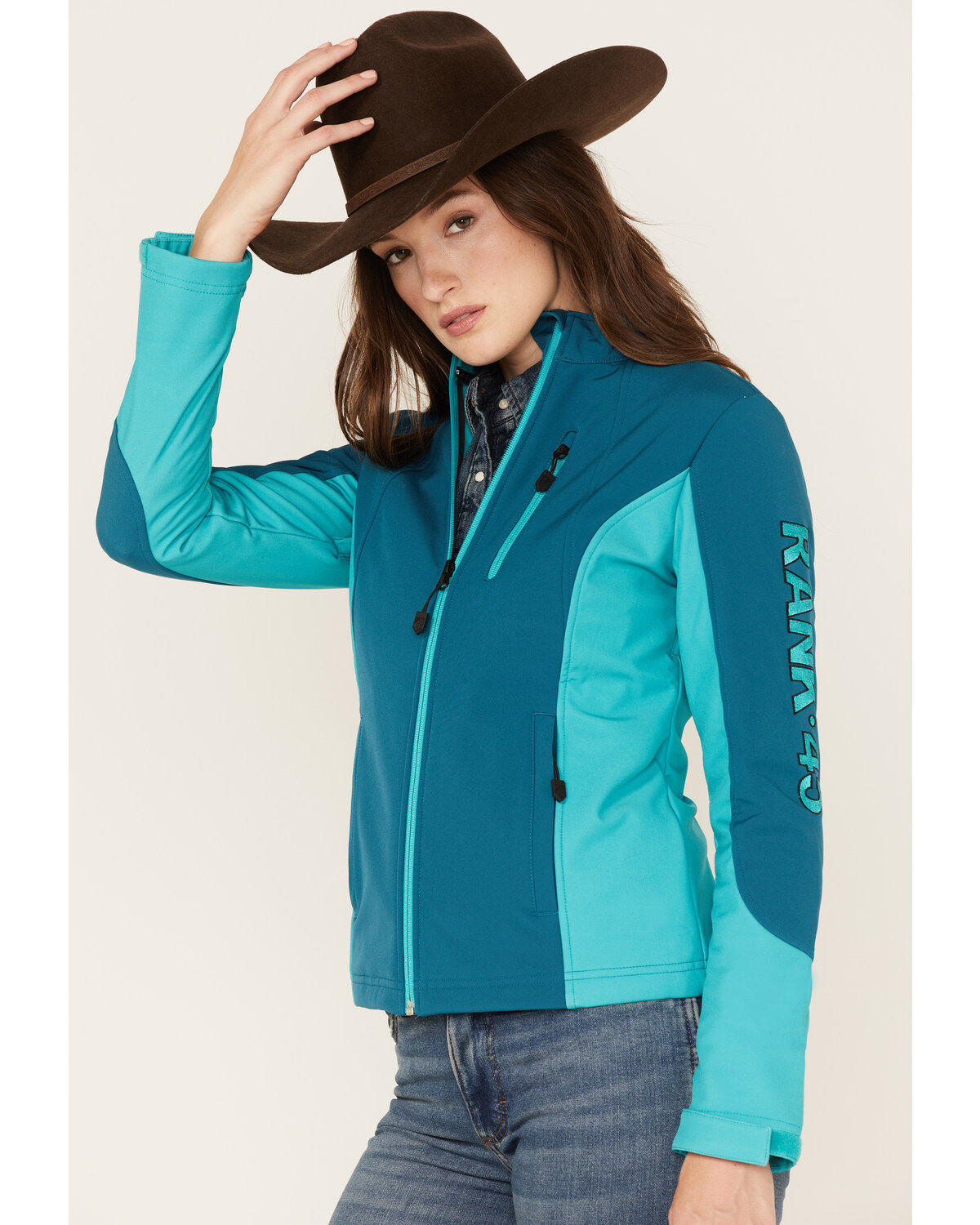 Image #2 - RANK 45&reg; Women's Mabel Performance Softshell Jacket, Steel Blue, hi-res