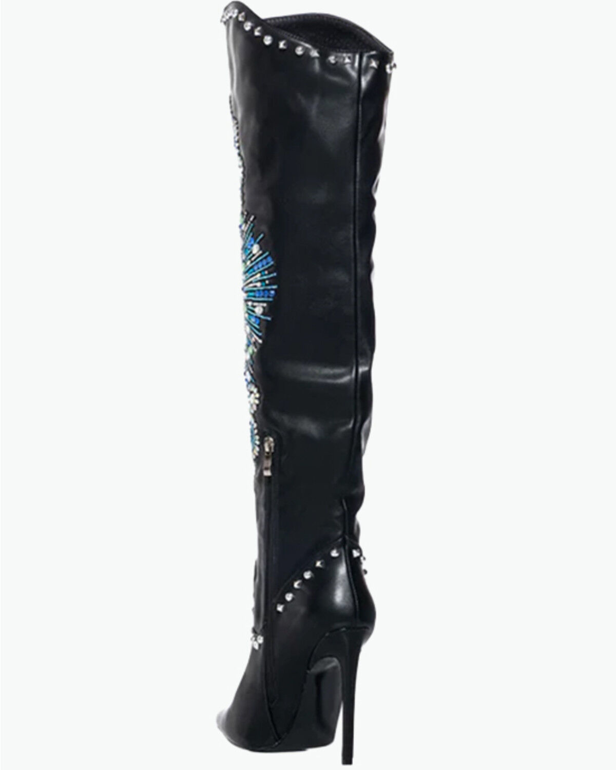 Image #3 - Azalea Wang Women's Axelbeat Thigh-High Embellished Western Boots - Round Toe, Black, hi-res