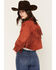 Image #4 - Shyanne Women's Sierra Faux Suede Trucker Jacket, Brick Red, hi-res