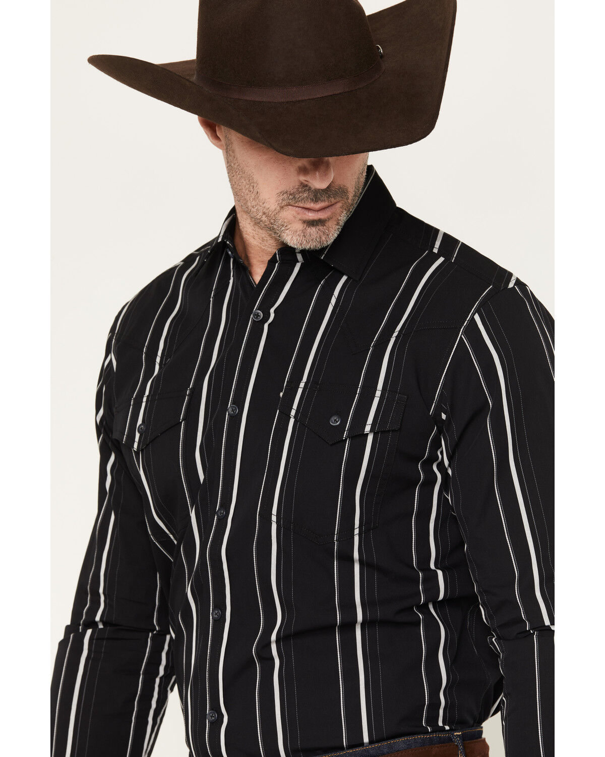 Image #2 - Cody James Black 1978&reg; Men's Elm Striped Long Sleeve Button-Down Western Shirt, Black, hi-res