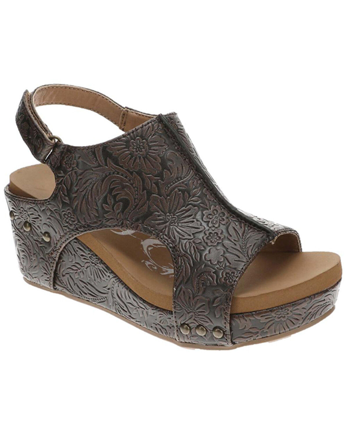 Image #1 - Very G Women's Isabella 3 Tooled Sandals, Brown, hi-res