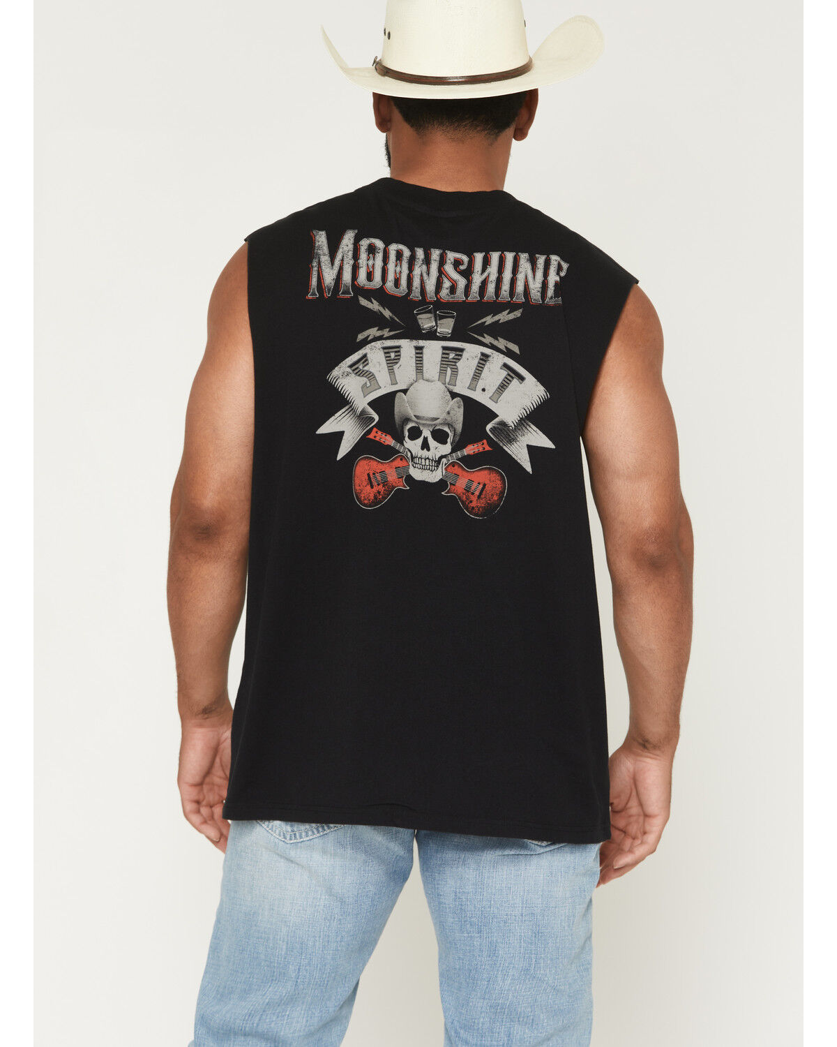 Moonshine Spirit&reg; Men's Guitar Skull Muscle Tank, Black, hi-res