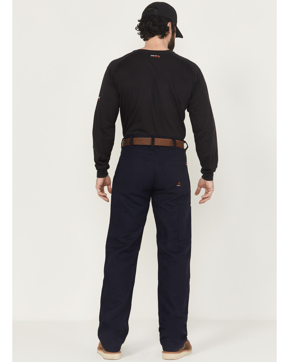 Image #3 - Forge Workwear Men's FR Relaxed Bootcut Canvas Pants, Navy, hi-res