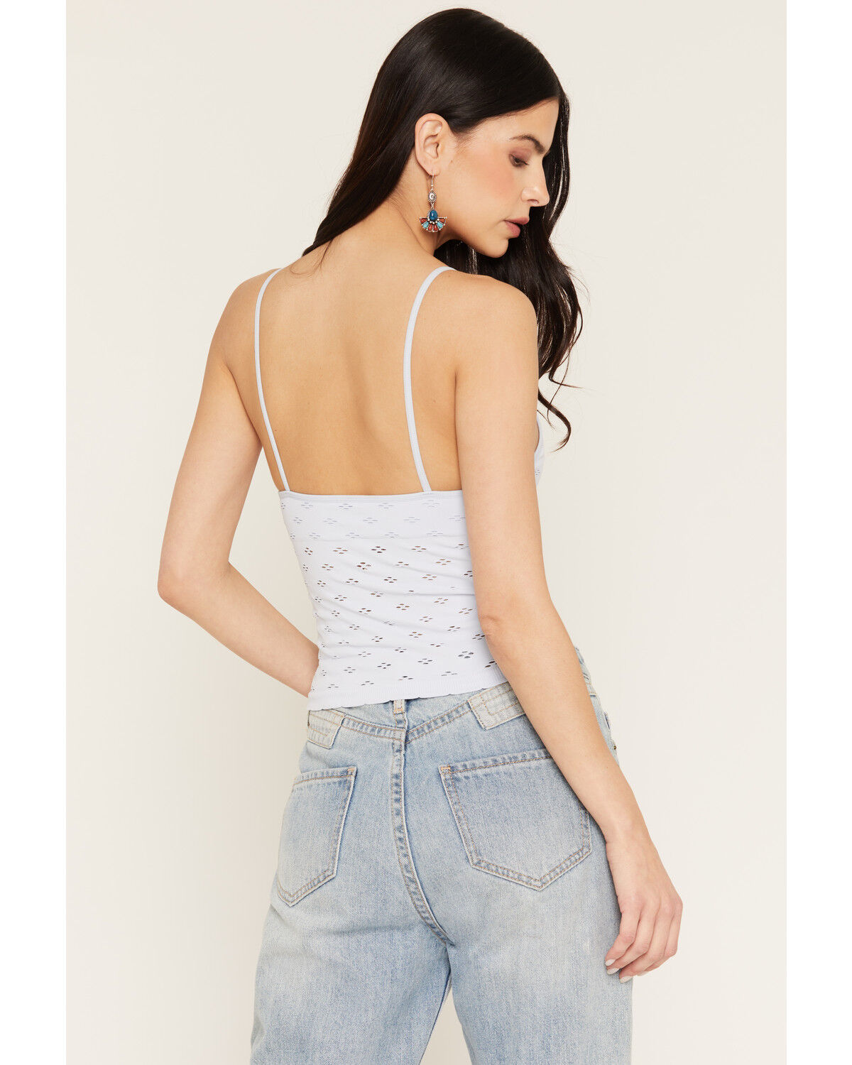 Image #4 - By Together Women's Solid Eyelet Sleeveless Tank Top, Blue, hi-res