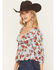 Image #2 - Wild Moss Women's Floral Knot Front Print Top, Blue, hi-res