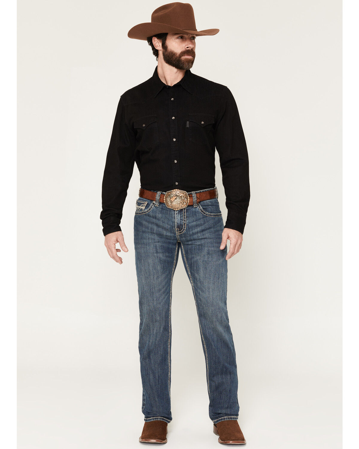 Rock & Roll Denim Men's Pistol Dark Wash Straight Stretch Denim Jeans, Dark Wash, hi-res