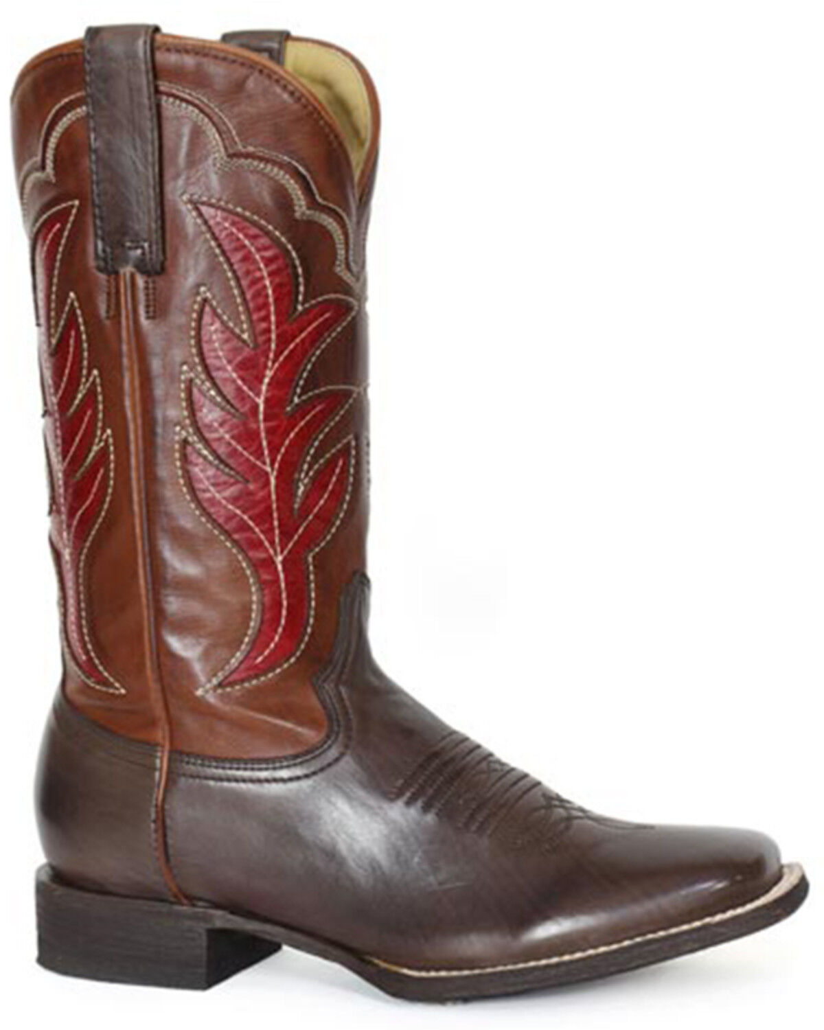 Stetson Women's Erin Inlay Western Boots - Broad Square Toe, Brown, hi-res