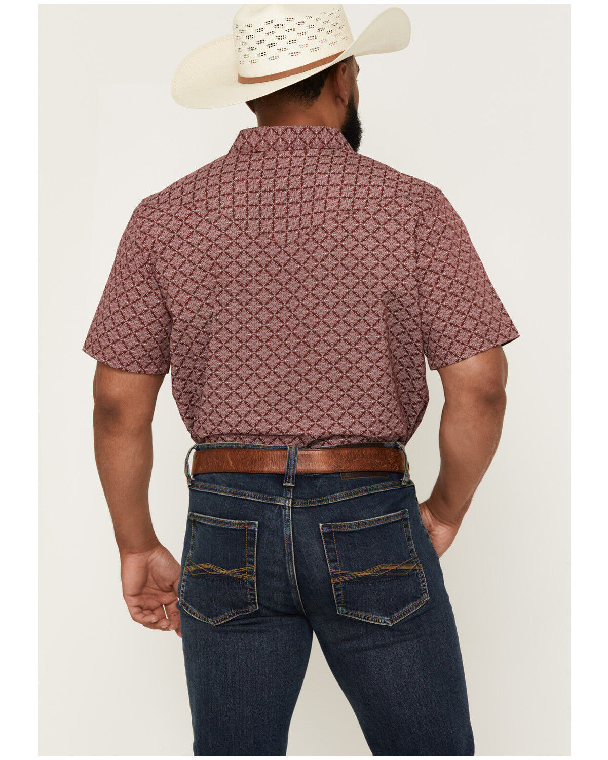 Image #4 - Gibson Trading Co Men's Gypsy Den Medallion Print Short Sleeve Snap Western Shirt, Burgundy, hi-res