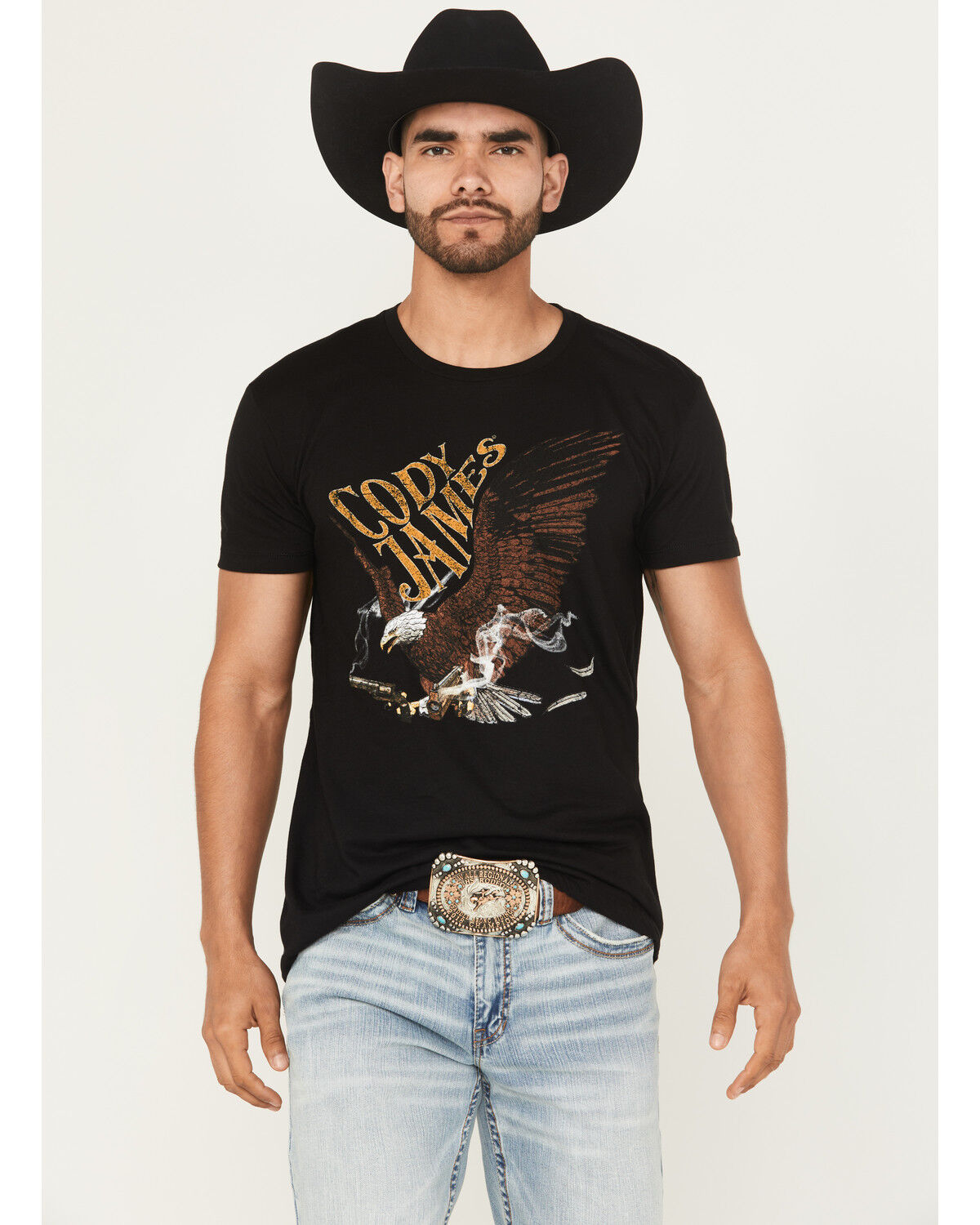 Cody James Men's Guns Blazin Short Sleeve Graphic T-Shirt, Black, hi-res