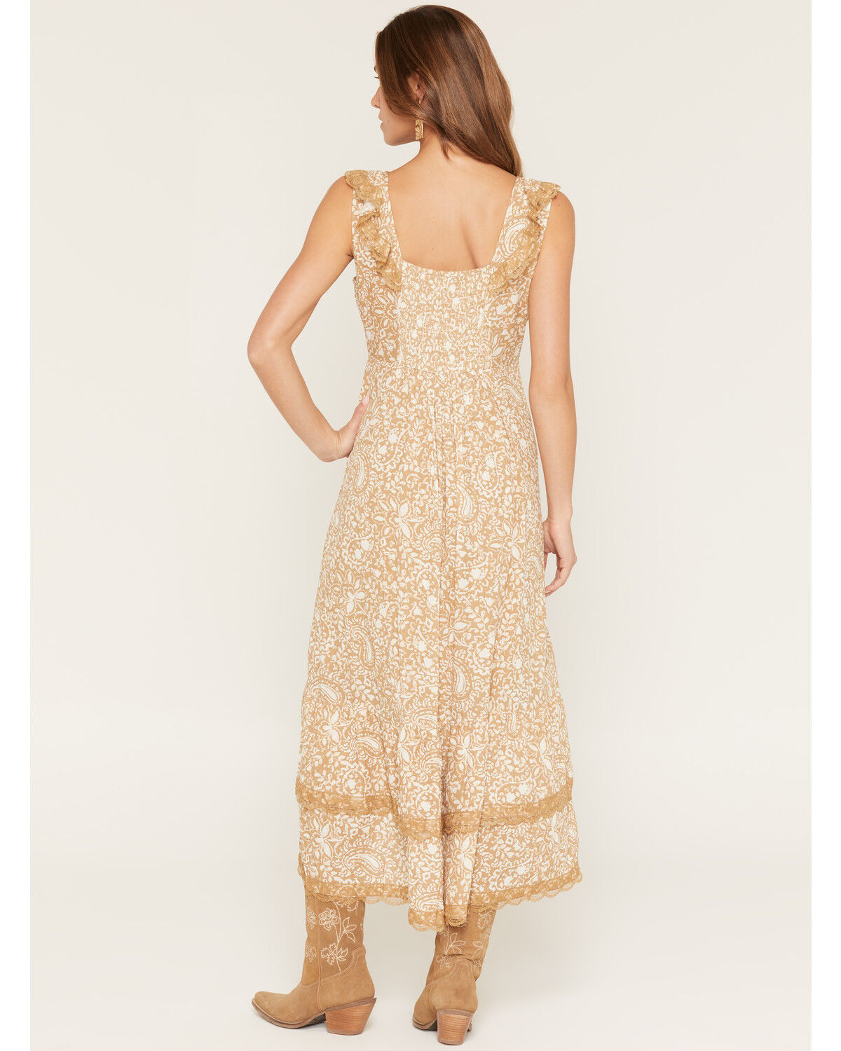 Image #4 - Shyanne Women's Paisley Print Sleeveless High-Low Dress, Taupe, hi-res