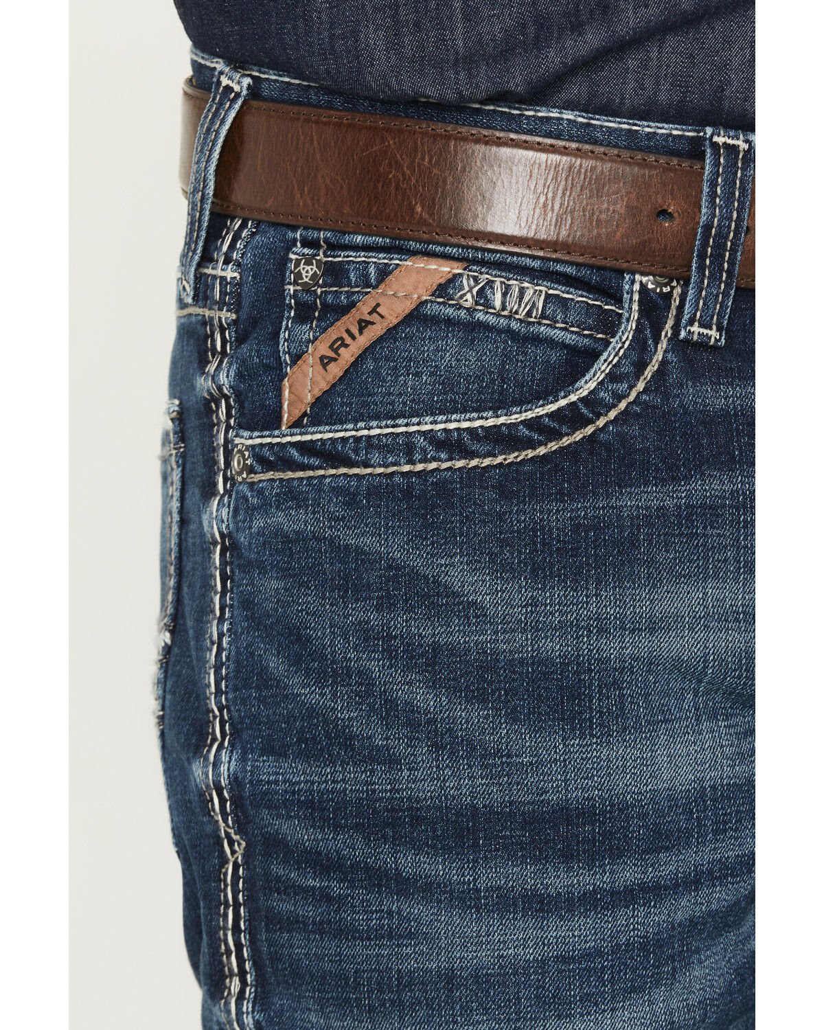 Image #2 - Ariat Men's M4 Adkins Turnout Boot Cut Jeans, Blue, hi-res