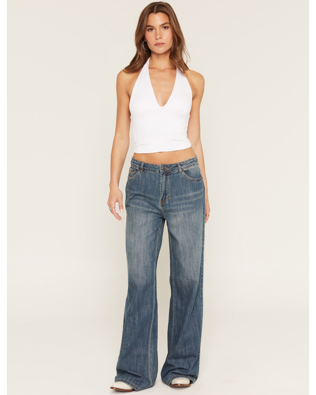 Kimes Ranch Women's Maggie Medium Wash Low Rise Baggie Denim Jeans, Medium Wash, hi-res