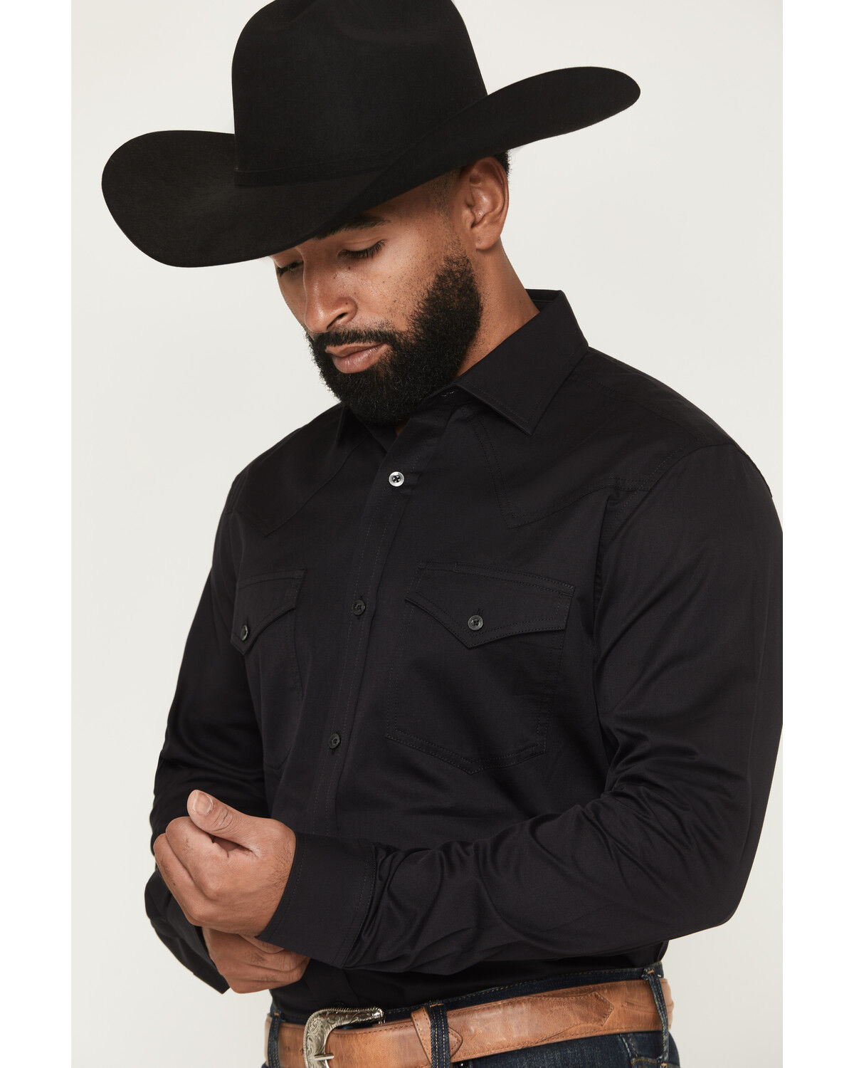 Image #2 - Cody James Black 1978&reg; Men's Lawman Solid Long Sleeve Button-Down Western Shirt, Black, hi-res