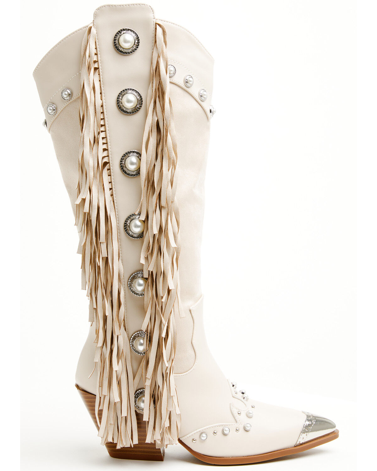 Image #2 - Azalea Wang Women's Pelagius Tall Fringe Western Boots - Round Toe, Cream, hi-res
