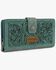 Image #1 - Wrangler Women's Floral Tooled Wallet, Turquoise, hi-res