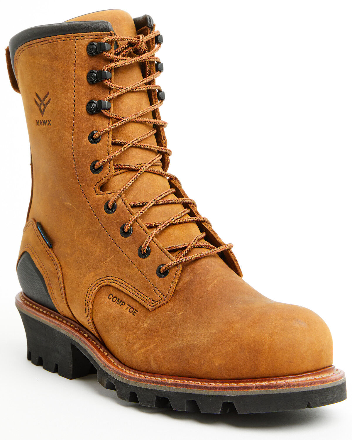 Hawx Men's 9" Logger Lace-Up Waterproof Work Boot - Composite Toe, Caramel, hi-res