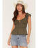 Image #1 - Ash & Violet Women's Solid Flutter Sleeve Top, Green, hi-res