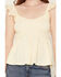 Image #3 - Cleo + Wolf Women's Solid Flutter Sleeve Shirt, Yellow, hi-res