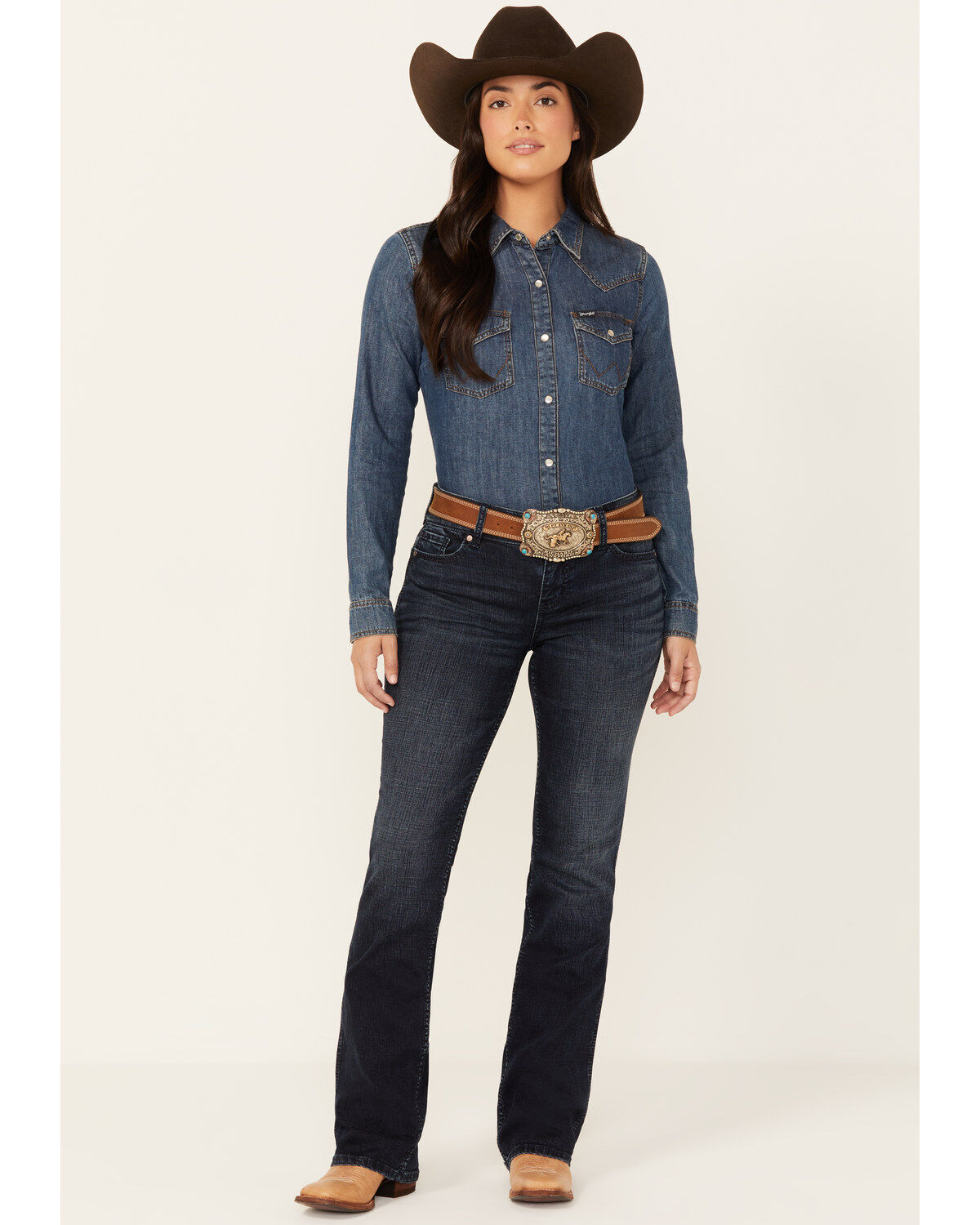 Image #1 - Shyanne Women's Shay Mid Rise Bootcut Performance Stretch Denim Jeans, Dark Wash, hi-res