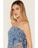 Image #4 - Cleo + Wolf Women's Bandana Print Strapless Denim Tie Shirt, Medium Wash, hi-res