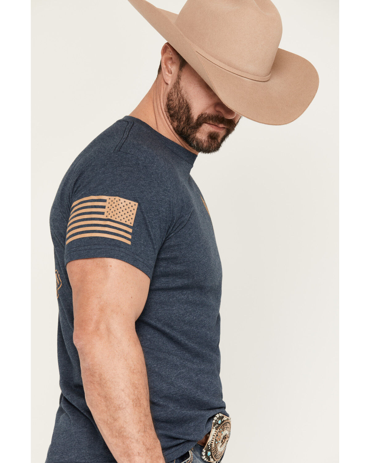 Image #3 - Grunt Style Men's American Forged Short Sleeve Graphic T-Shirt, Navy, hi-res