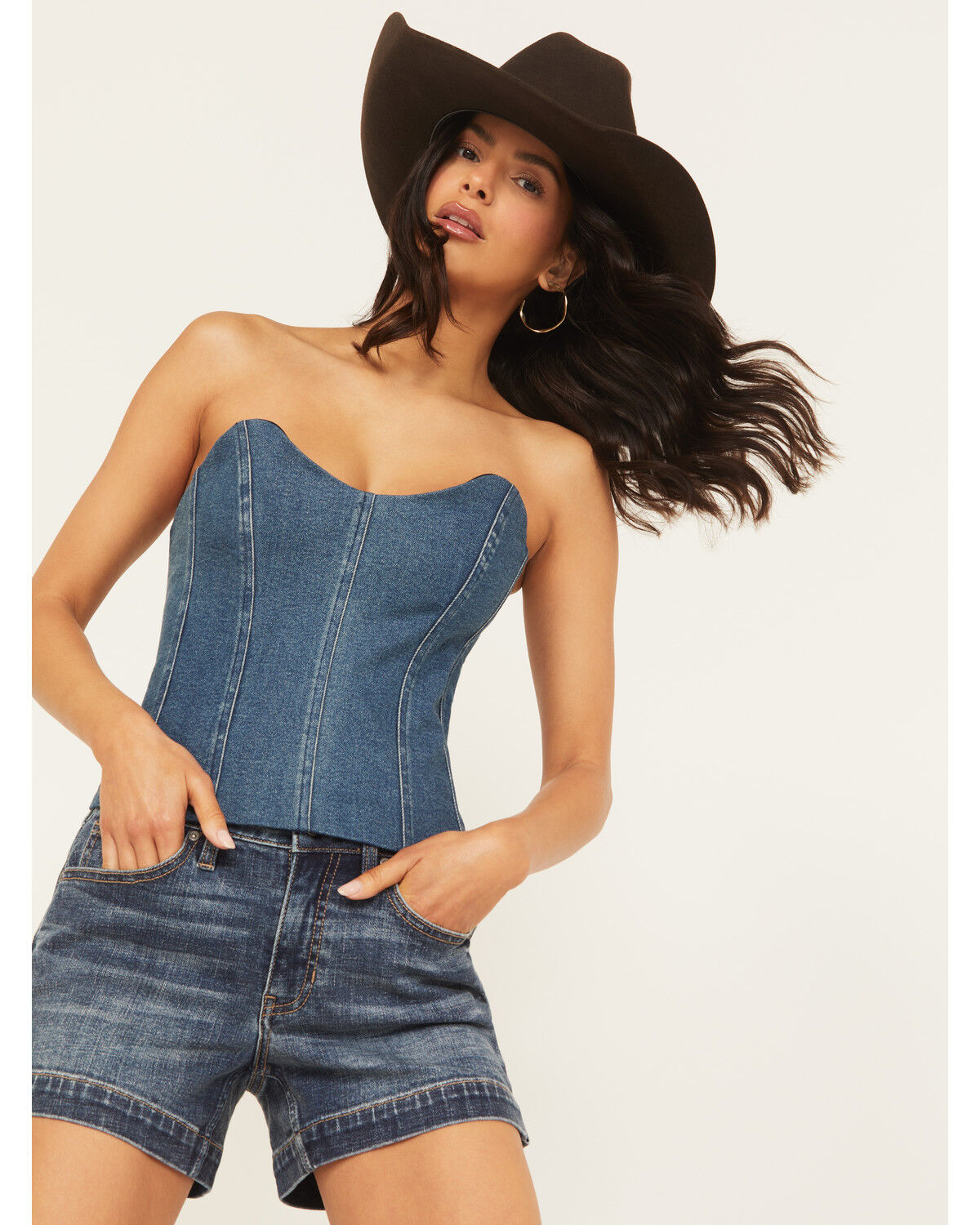 Show Me Your Mumu Women's Baton Rouge Strapless Denim Top, Dark Wash, hi-res