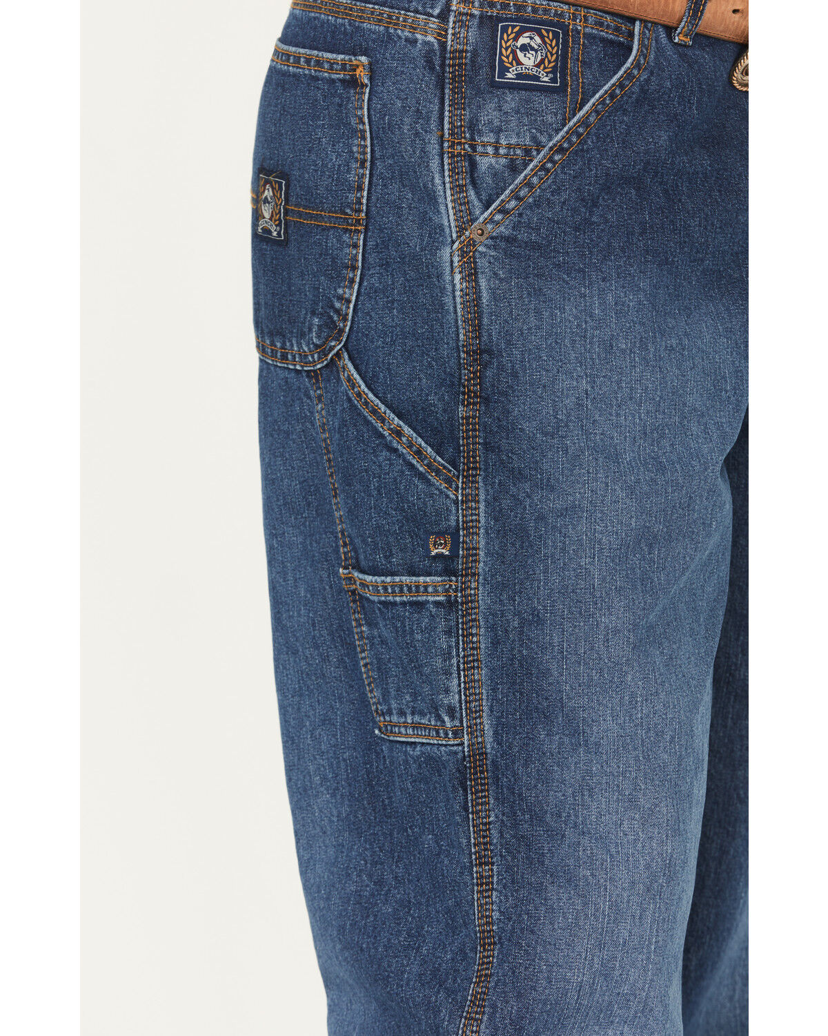 Image #2 - Cinch Men's Blue Label Carpenter Tapered Loose Fit Denim Jeans, Blue, hi-res