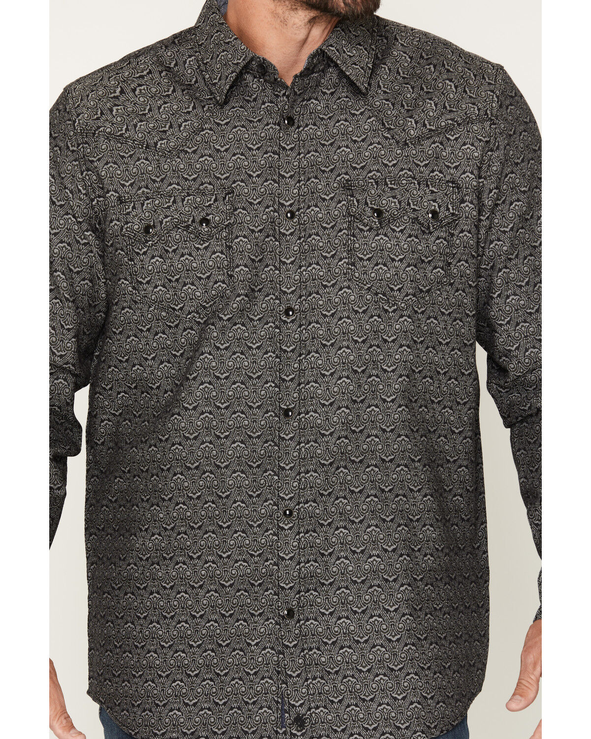 Image #3 - Moonshine Spirit&reg;&nbsp;Men's Renaissance Rodeo Medallion Print Long Sleeve Snap Western Shirt, Charcoal, hi-res