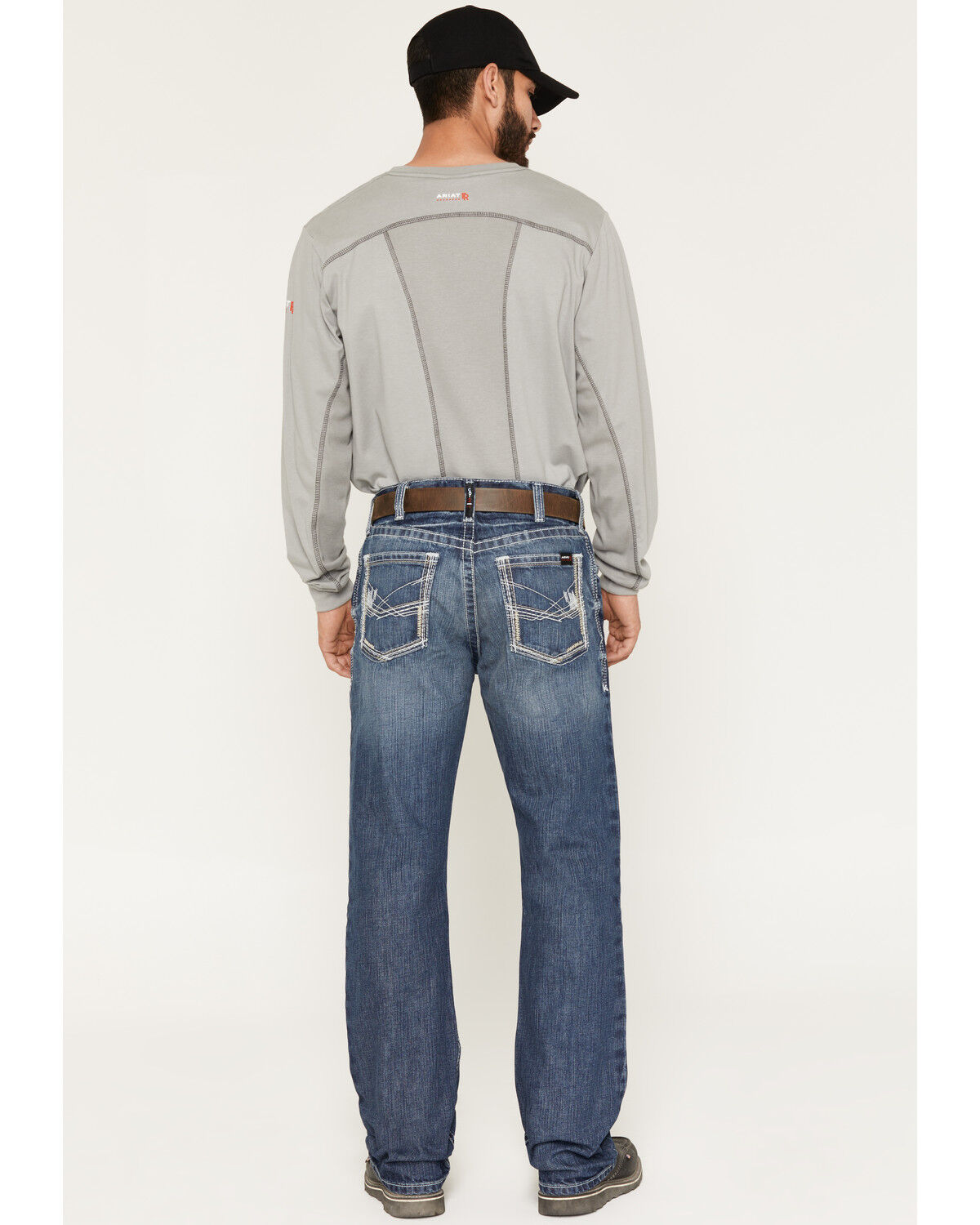 Image #6 - Ariat Men's Fire-Resistant M4 Ridgeline Boot Cut Work Jeans, Denim, hi-res