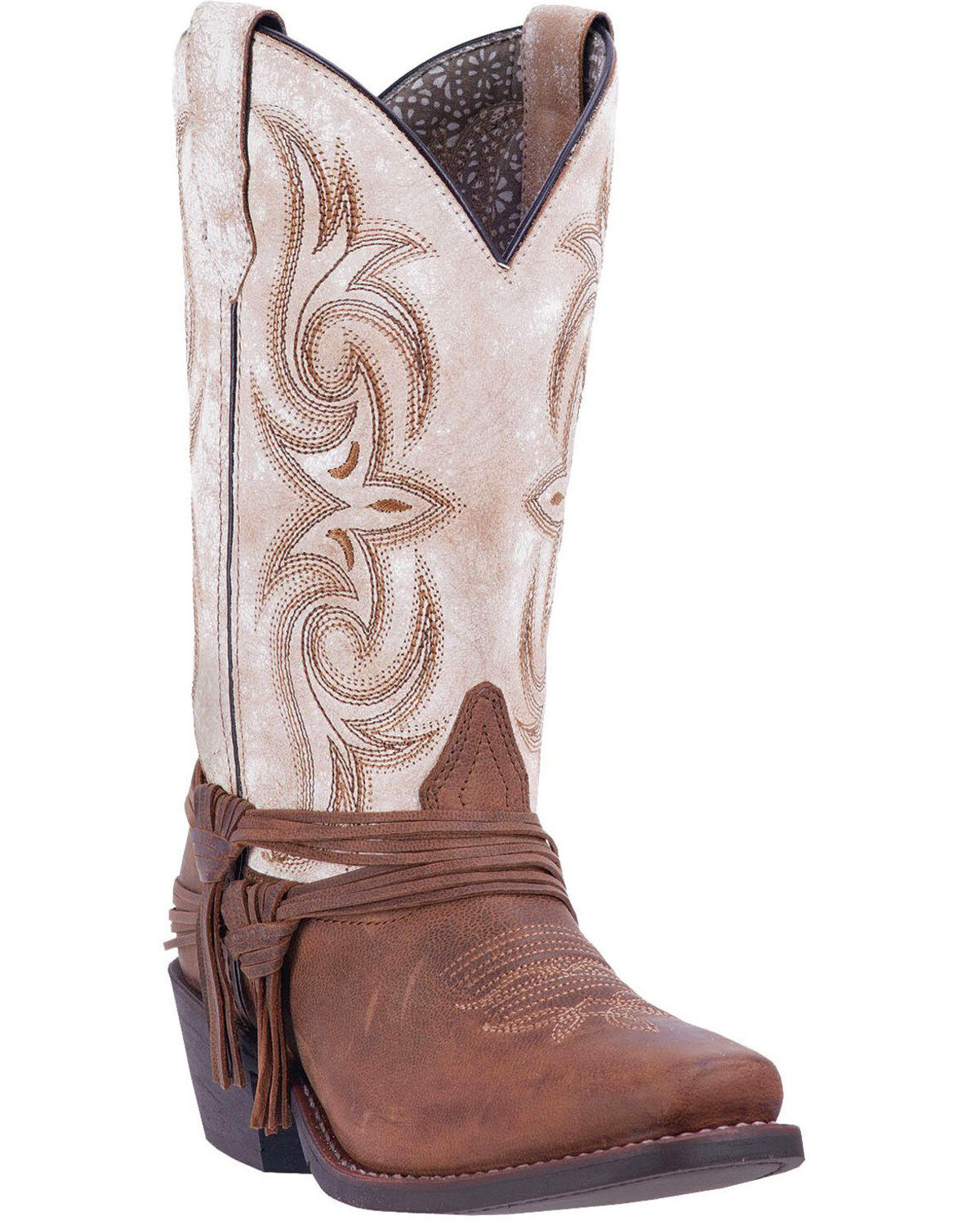 Image #1 - Laredo Women's Myra Ankle Fringe Western Boots - Square Toe, Sand, hi-res