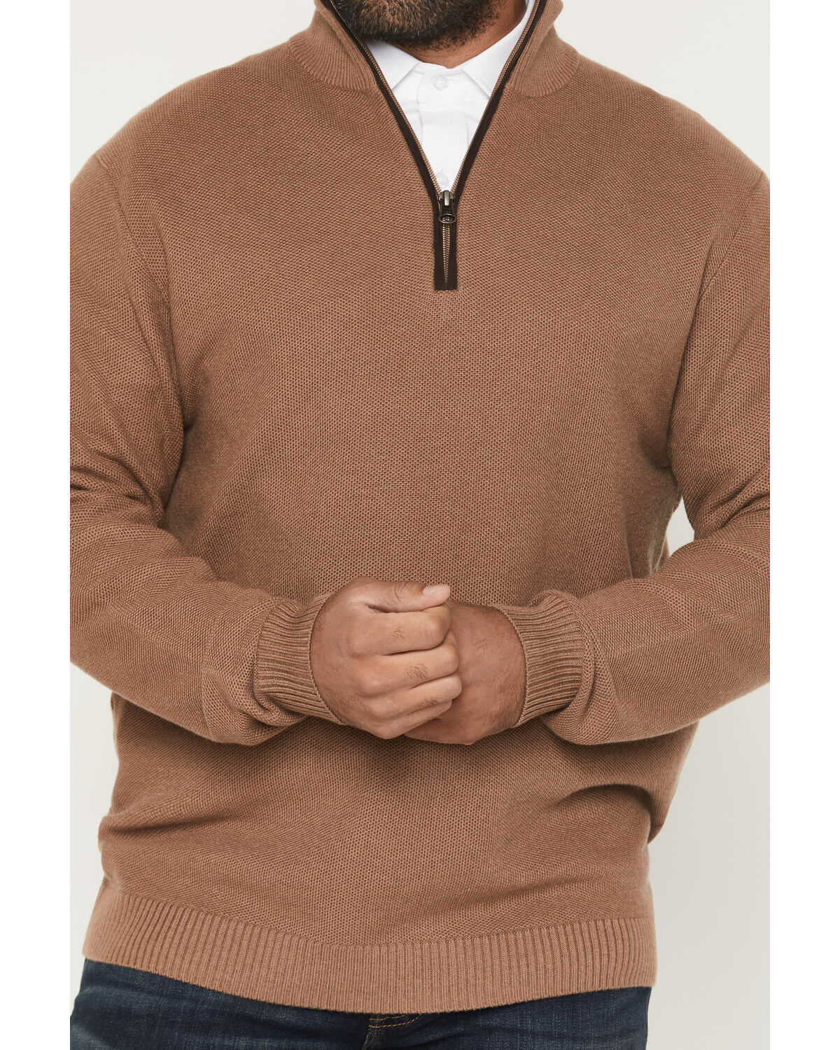 Image #3 - Cody James Black 1978&reg; Men's Parker Solid 1/4 Zip Pullover Sweater, Camel, hi-res