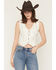 Image #1 - Ashley Women's Tree Camo Print Denim Vest, Ivory, hi-res