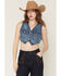 Image #1 - Ashley Women's Medium Wash Cropped Denim Vest, Medium Wash, hi-res