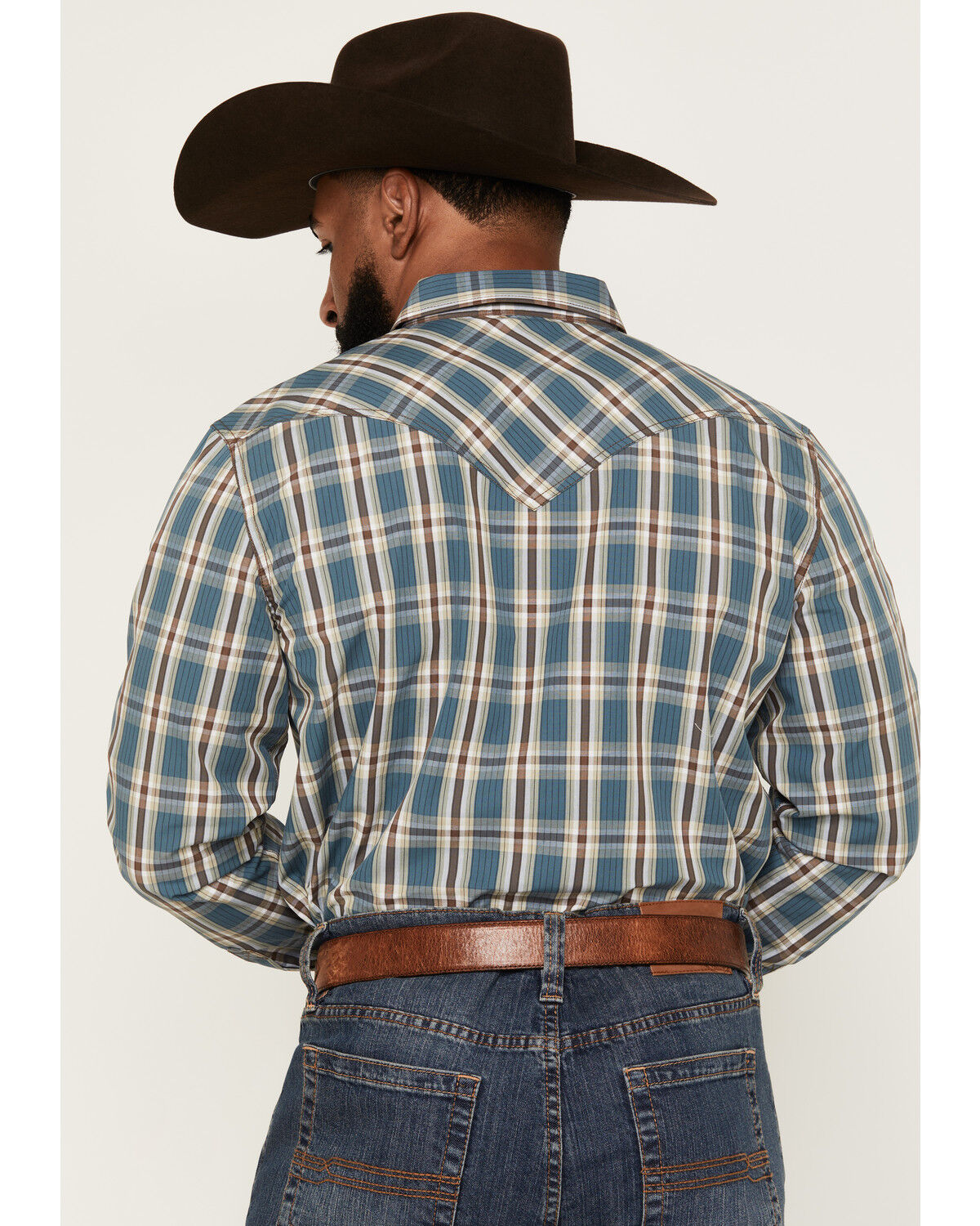 Image #4 - Cody James Men's Niagara Falls Plaid Print Long Sleeve Snap Western Shirt, Blue, hi-res
