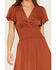 Image #3 - Shyanne Women's Savina Flutter Sleeve Smocked Midi Dress, Brown, hi-res