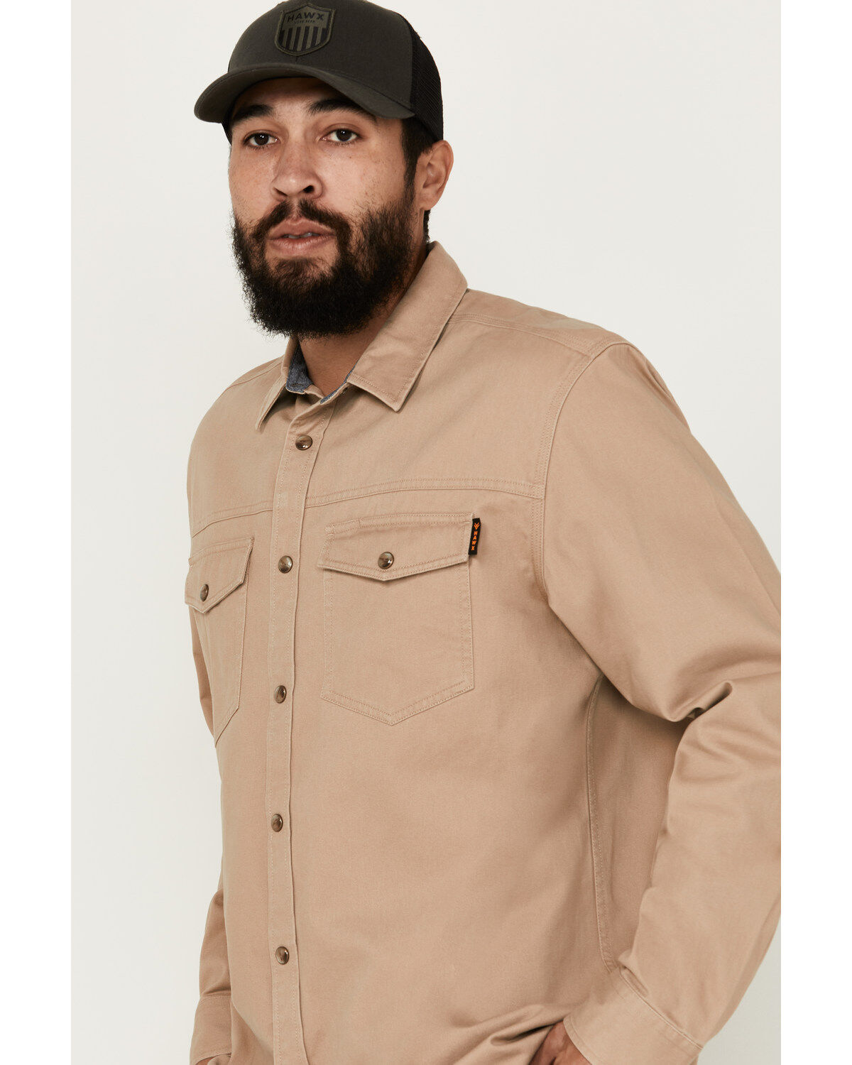Image #2 - Hawx Men's All Out Woven Solid Long Sleeve Snap Work Shirt - Big, Khaki, hi-res