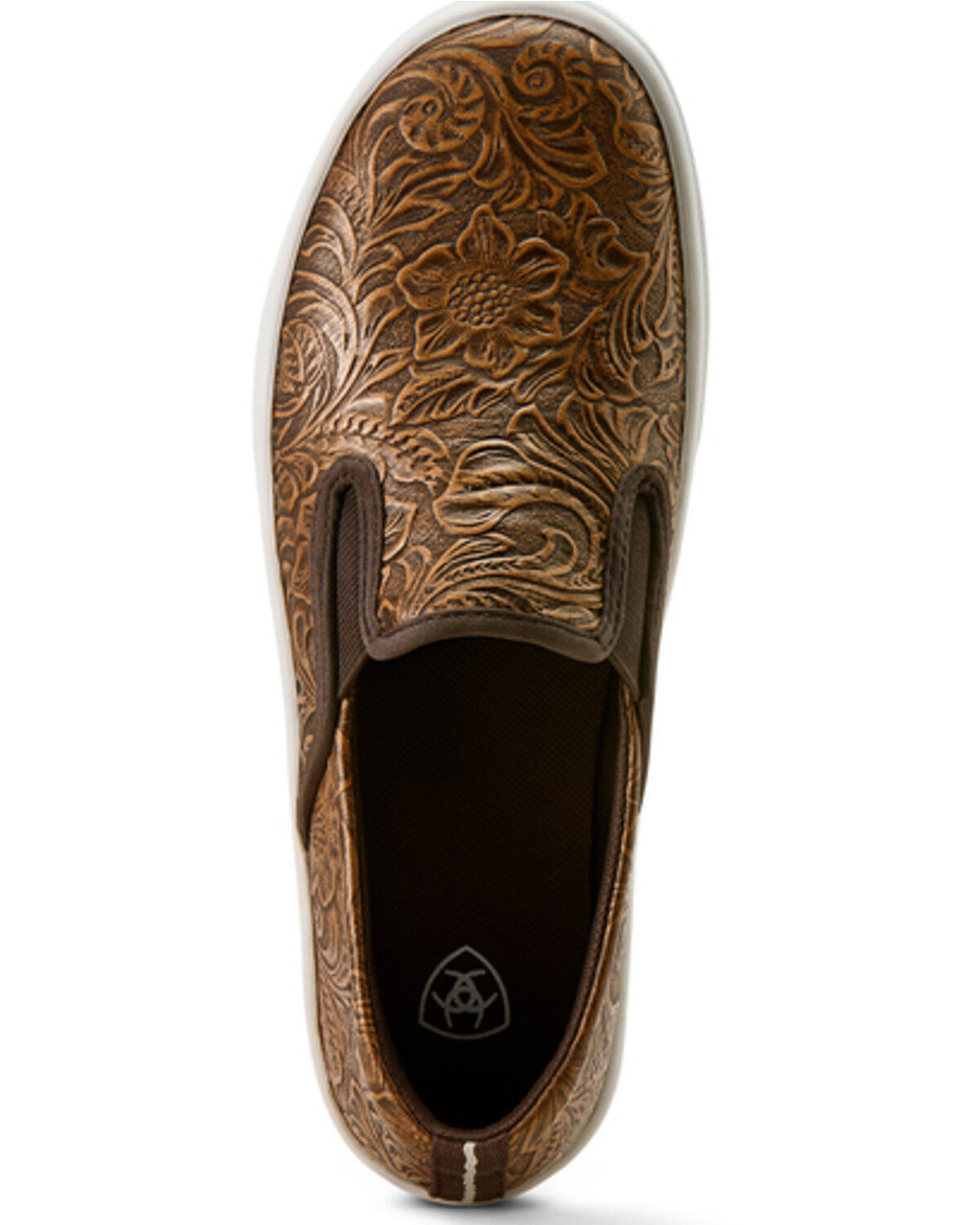 Image #4 - Ariat Women's Skylar Floral Embossed Slip-On Casual Shoes - Round Toe, Brown, hi-res