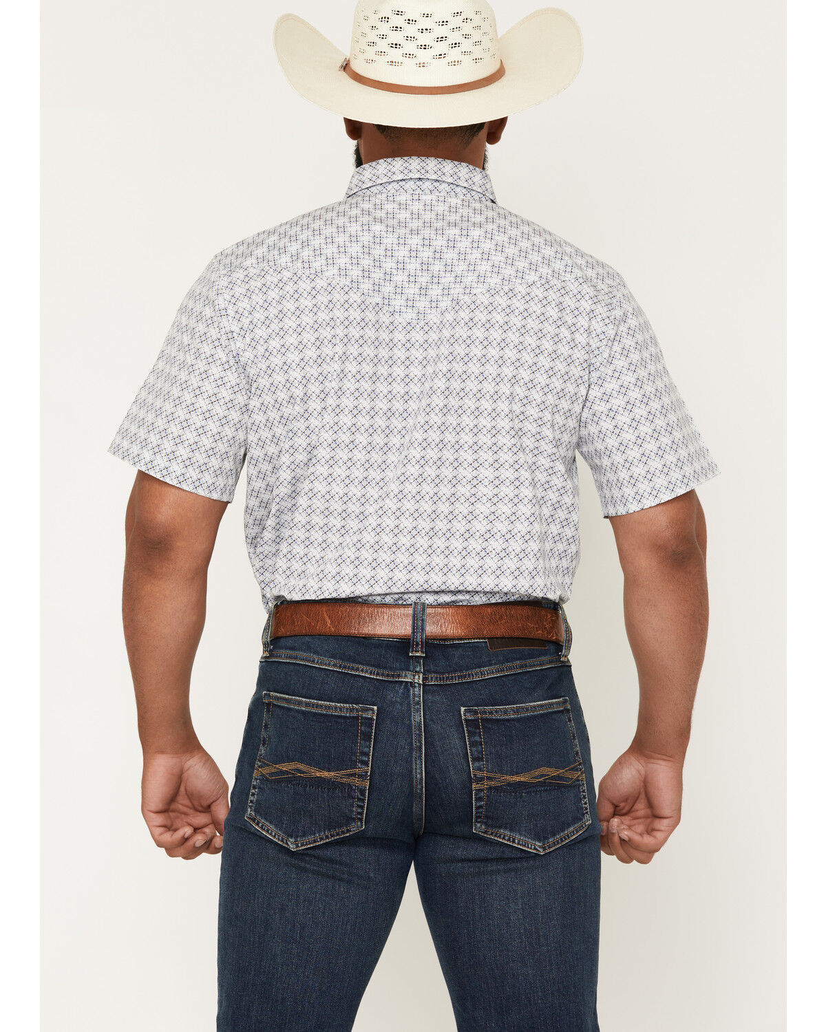 Image #4 - Gibson Trading Co Men's Vibe Check Geo Print Short Sleeve Snap Western Shirt, White, hi-res