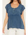 Image #3 - Shyanne Women's Embroidered Short Flutter Sleeve Shirt, Deep Blue, hi-res