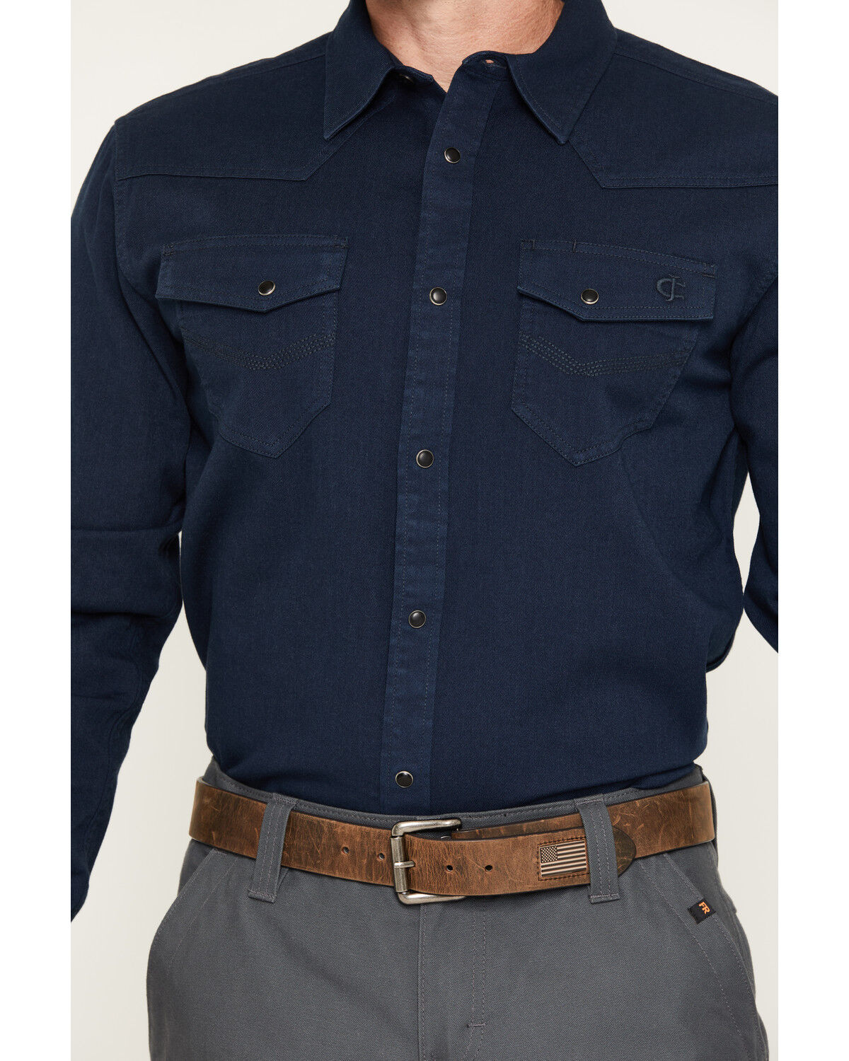 Image #3 - Cody James Men's FR Medora Solid Long Sleeve Snap Work Short, Navy, hi-res