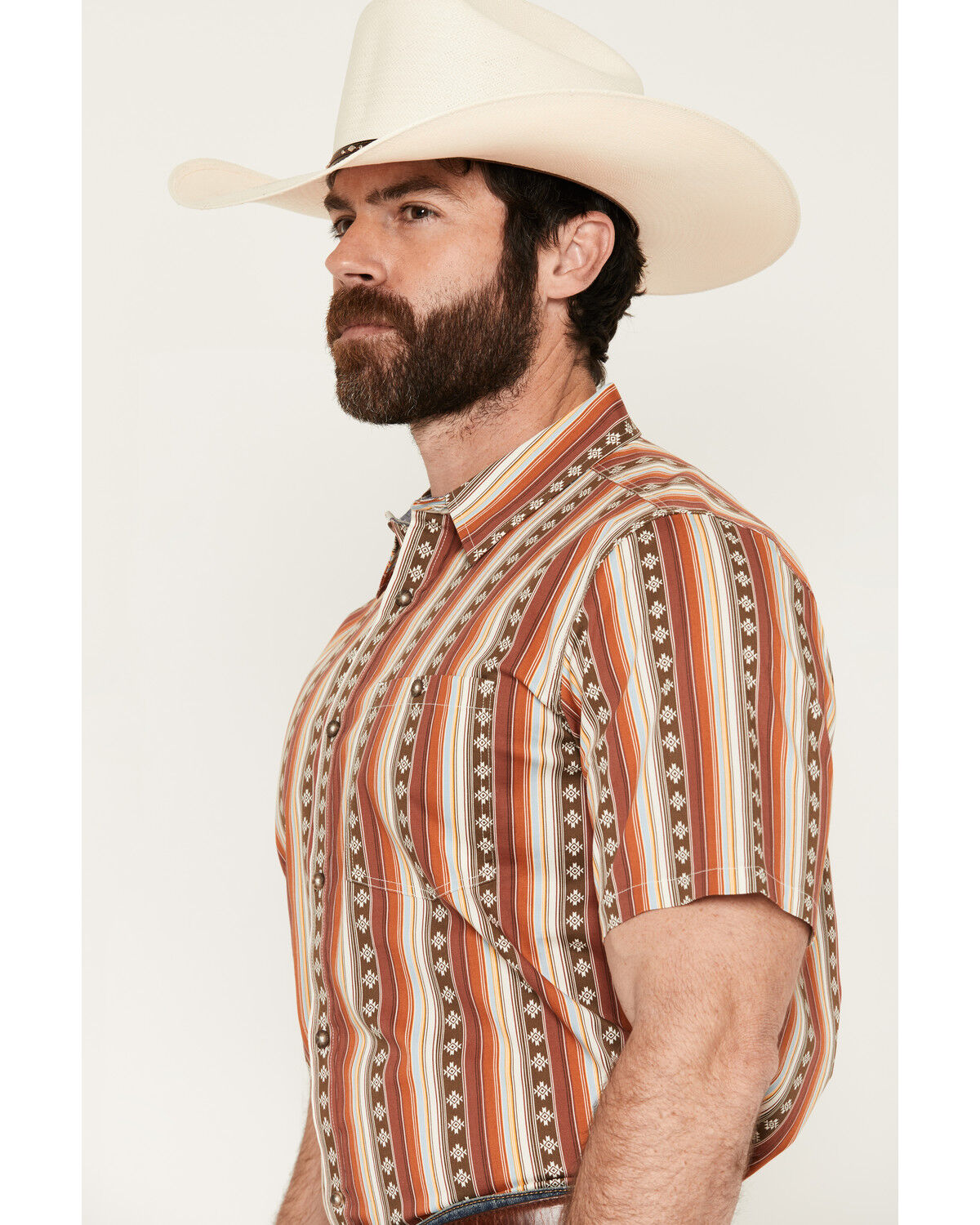 Image #2 - RANK 45&reg; Men's Sidelined Southwestern Stripe Print Short Sleeve Button-Down Stretch Western Shirt, Multi, hi-res