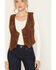 Image #3 - Scully Women's Suede Button-Down Vest, Chocolate, hi-res