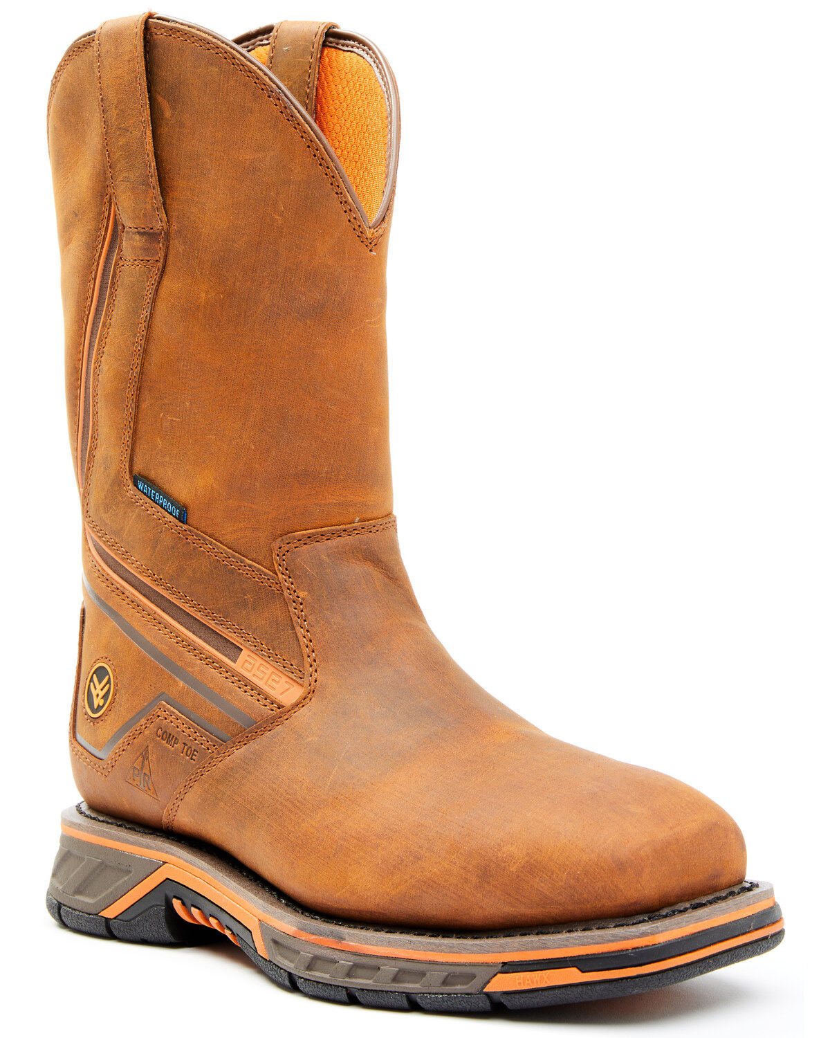 Hawx Men's ASE7 Radian Waterproof Western Work Boots - Composite Toe, Brown, hi-res
