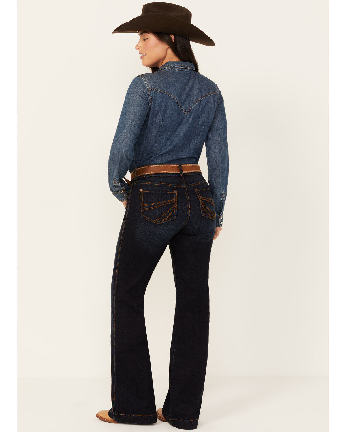 Image #3 - Shyanne Women's Tess Mid Rise Trouser Performance Stretch Denim Jeans, Dark Wash, hi-res