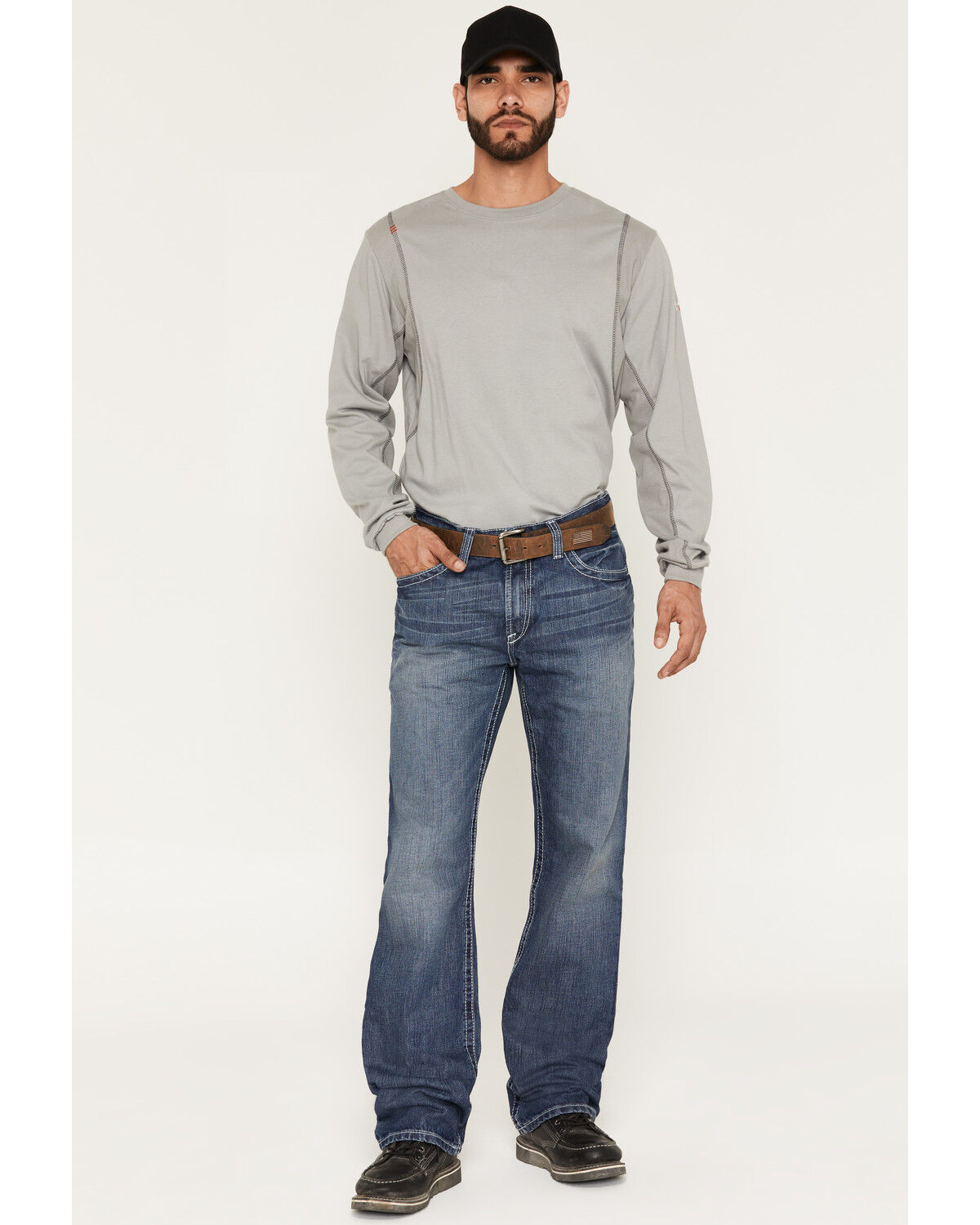 Image #2 - Ariat Men's Fire-Resistant M4 Ridgeline Boot Cut Work Jeans, Denim, hi-res