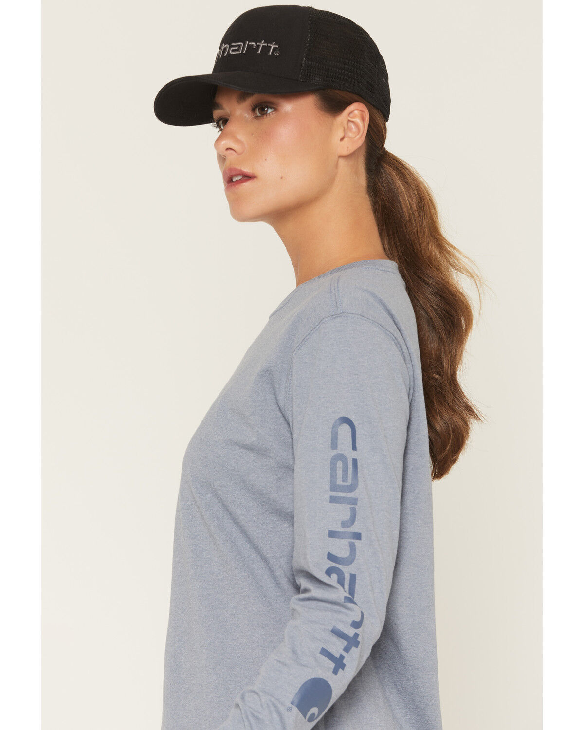 Image #2 - Carhartt Women's Loose Fit Heavyweight Long Sleeve Graphic Tee, Navy, hi-res
