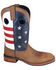 Image #1 - Smoky Mountain Men's Stars and Stripes Performance Western Boots - Broad Square Toe, Distressed Brown, hi-res